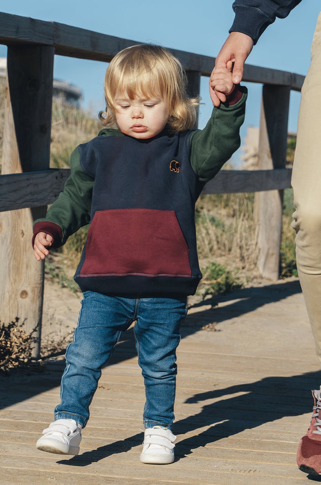 Kids' Color Block Hoodie Trendsplant Blue