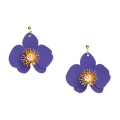 Small Butterfly Orchid Stud Earrings Papaya Orange