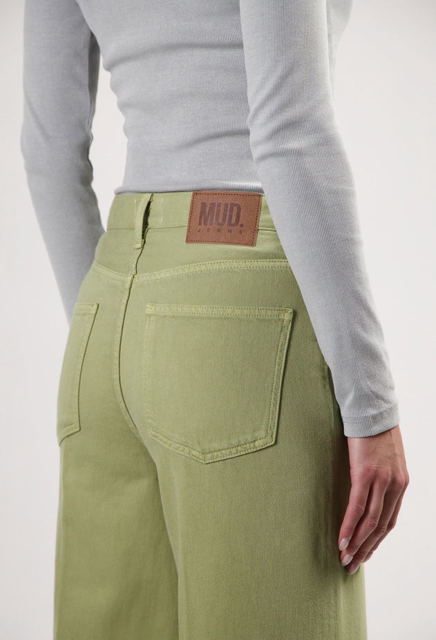 Sara High Loose Flow Jeans Olive