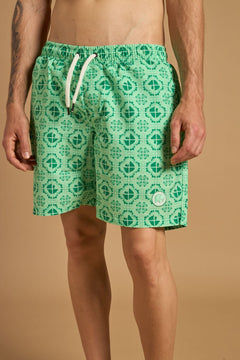 Men's Tiles Swim Shorts Aqua Green