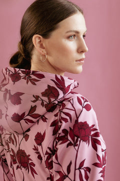 Fit and Flare Raincoat with Pleated Hem Pink Peony Bloom