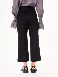 Remo Straight Cut 7/8 Cotton Trousers Black