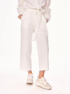 Remo Straight Cut 7/8 Cotton Trousers Ecru