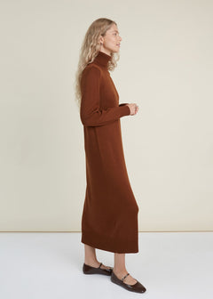 Turtleneck Knitted Merino Wool Sweater Dress