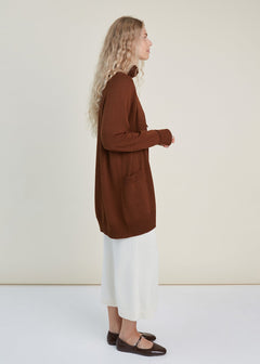 Knitted Merino Wool Cardigan with Pockets Chocolate