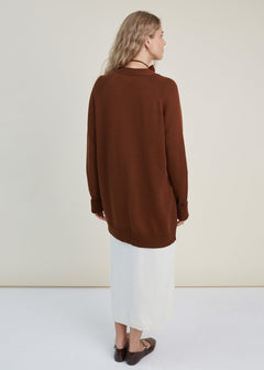 Knitted Merino Wool Cardigan with Pockets Chocolate