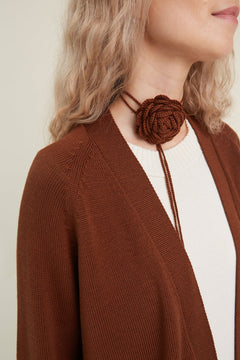 Knitted Merino Wool Cardigan with Pockets Chocolate