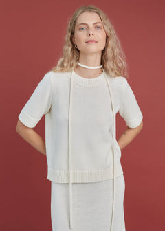 Knitted Merino Wool Top Natural White