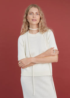 Knitted Merino Wool Top Natural White