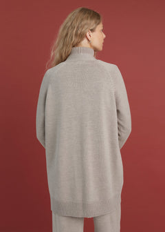 Knitted Merino Wool Cardigan with Pockets Beige