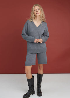 V-Neck Merino Wool Knitted Sweater