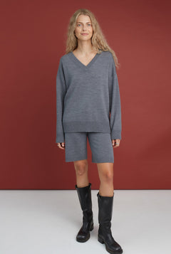 V-Neck Merino Wool Knitted Sweater