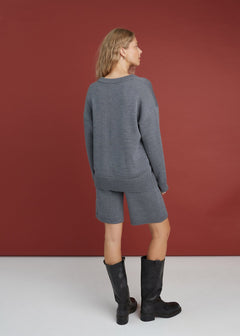 V-Neck Merino Wool Knitted Sweater