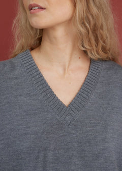 Knitted Merino Wool V-neck Sweater & Shorts Set