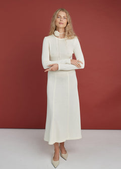 Knitted Merino Wool A-line Midi Dress