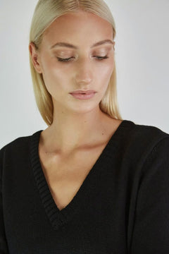 Knitted V-Neck Merino Wool Dress