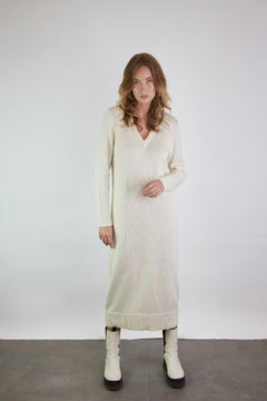 Knitted V-Neck Merino Wool Dress