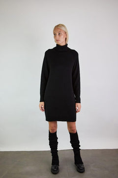 Merino Wool Dress With Raglan Sleeves And Roll Neck