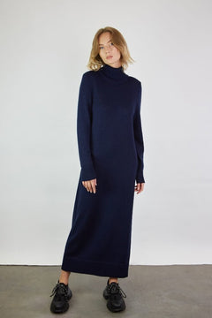 Turtleneck Knitted Merino Wool Sweater Dress