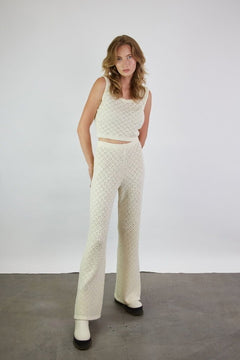 Knitted Merino Wool Lace Crop Top