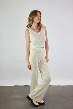 Knitted Merino Wool Lace Crop Top