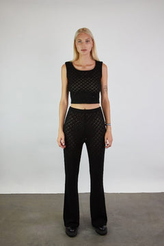 Knitted Merino Wool Lace Crop Top