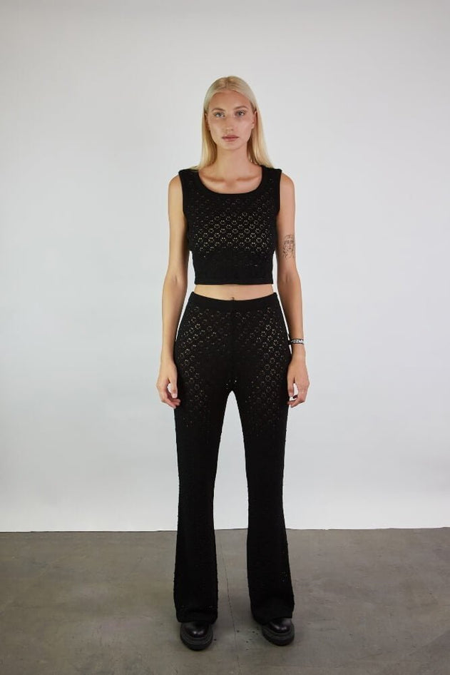 Knitted Merino Wool Lace Crop Top