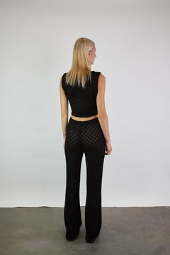 Knitted Merino Wool Lace Crop Top