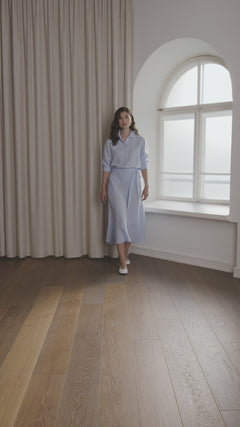Liana Wide-hemmed Linen Skirt Sky