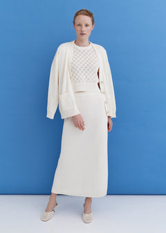 Knitted Cotton Lace Top and Skirt Set