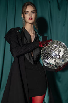 Fit and Flare Raincoat with Full Circle Hem Black / Deep Emerald