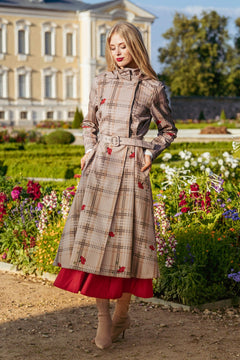 Double Breasted Coat with Front Pleats Blush of the Crown Beige