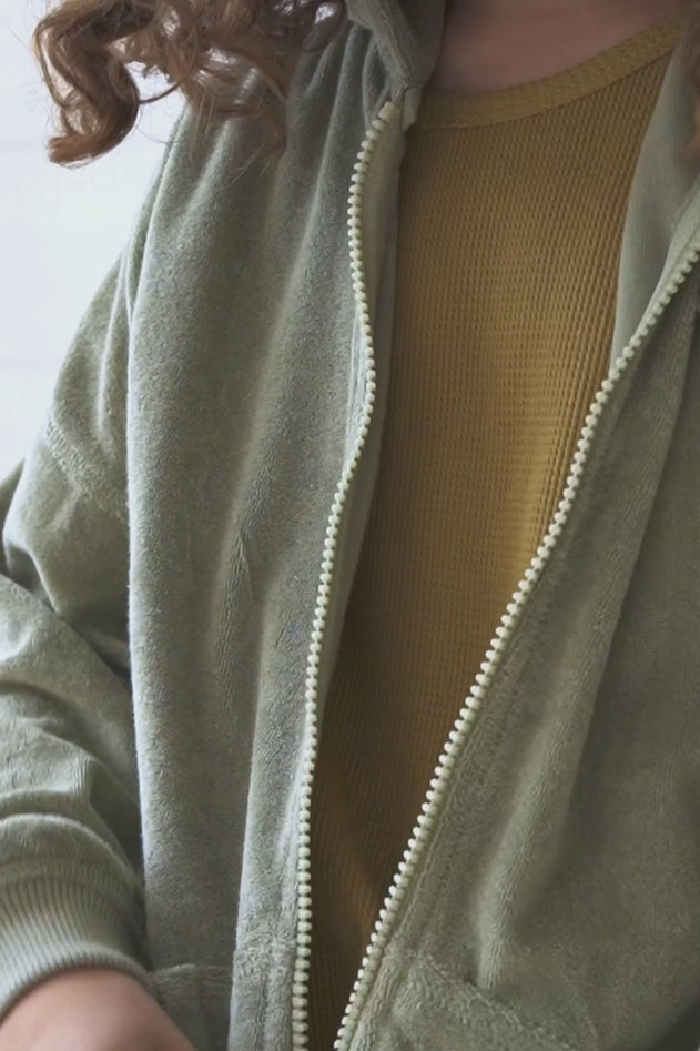 Kid's Helmi Terry Hoodie Green