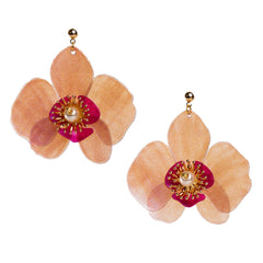 Butterfly Orchid Stud Earrings Seadust Green
