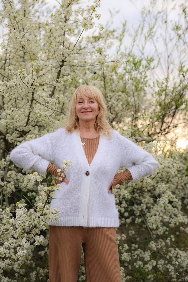 Melody Mohair Cardigan White