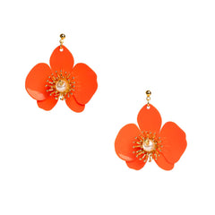 Small Butterfly Orchid Stud Earrings Red