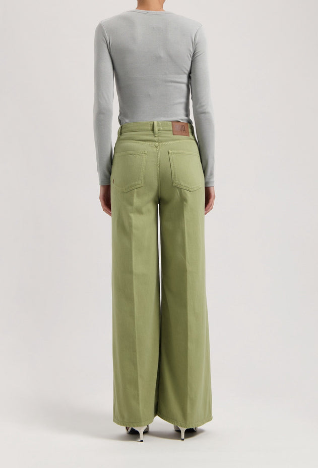 Sara High Loose Flow Jeans Olive
