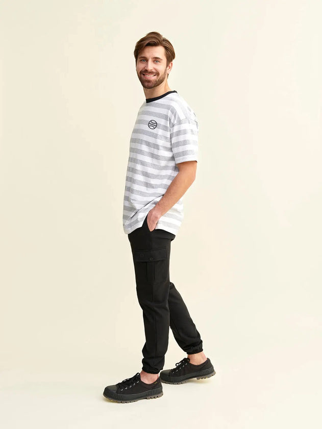 Rehja T-Shirt Grey-White Striped