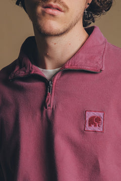 Men's Sauce Pigment Quarter Zip Sweater Garnacha Red