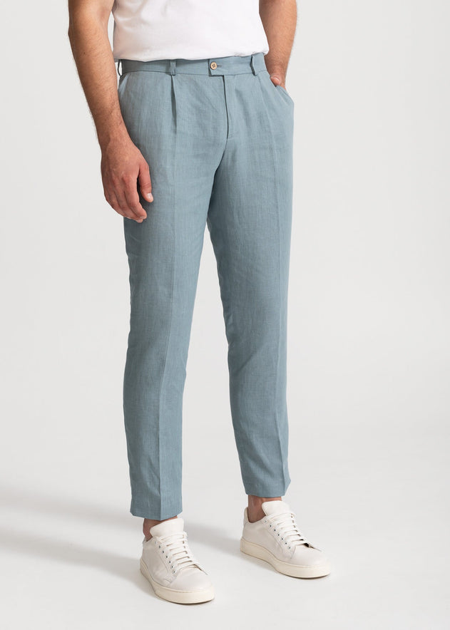 The Romana Linen Trousers Slate Blue