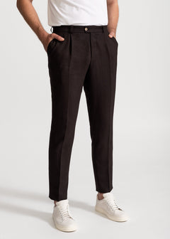 The Romana Linen Trousers Dark Brown