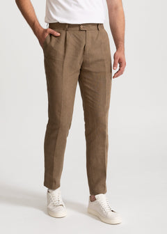 The Romana Linen Trousers Dark Beige