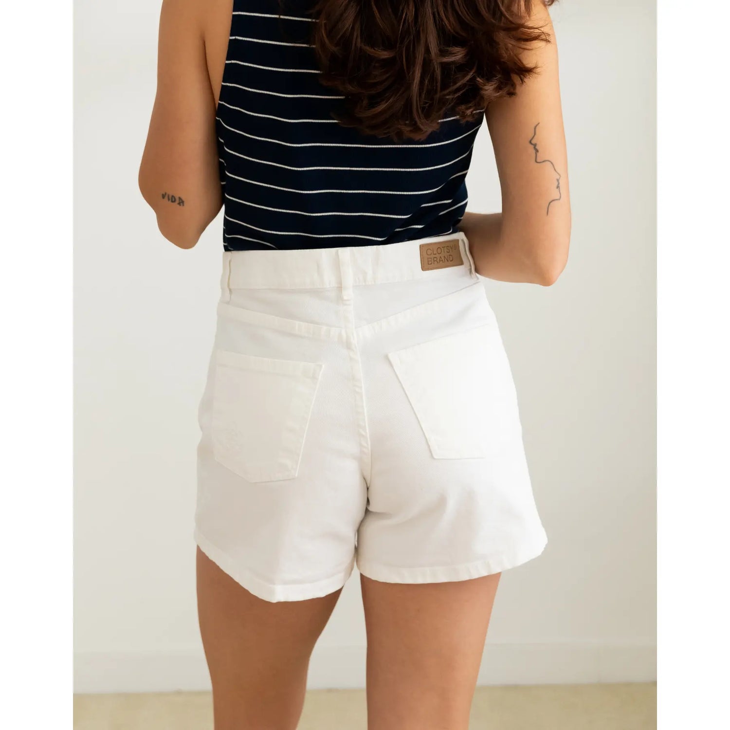 Twill Denim Shorts Off-White