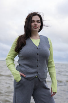 Galante Knitted Merino Waistcoat Light Grey