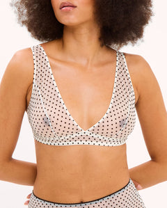 Mesh Plunge Bralette Polka Dots