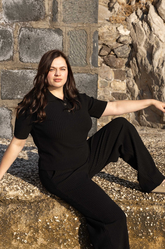 Madonna Polo Top Black