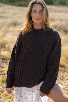 Nonna Cable-Knit Merino Sweater Chocolate