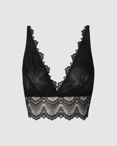 Lace Plunge Bralette Top Saboteur Black