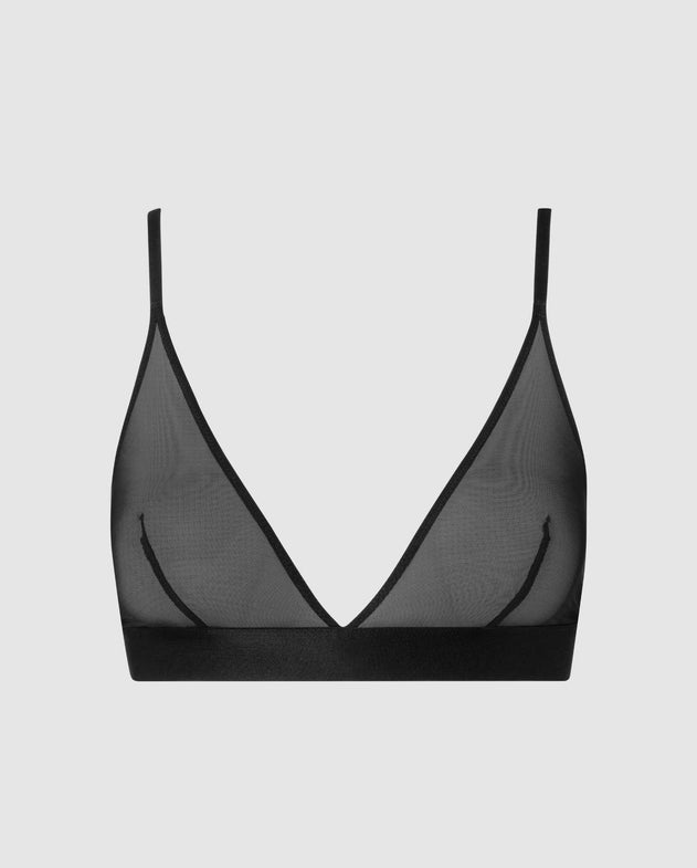 Lace and Mesh Bralette - Black