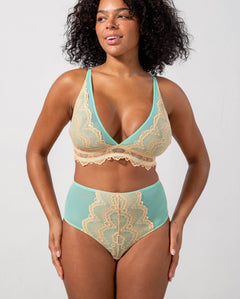 Lace Highwaist Briefs Peach/Turquoise